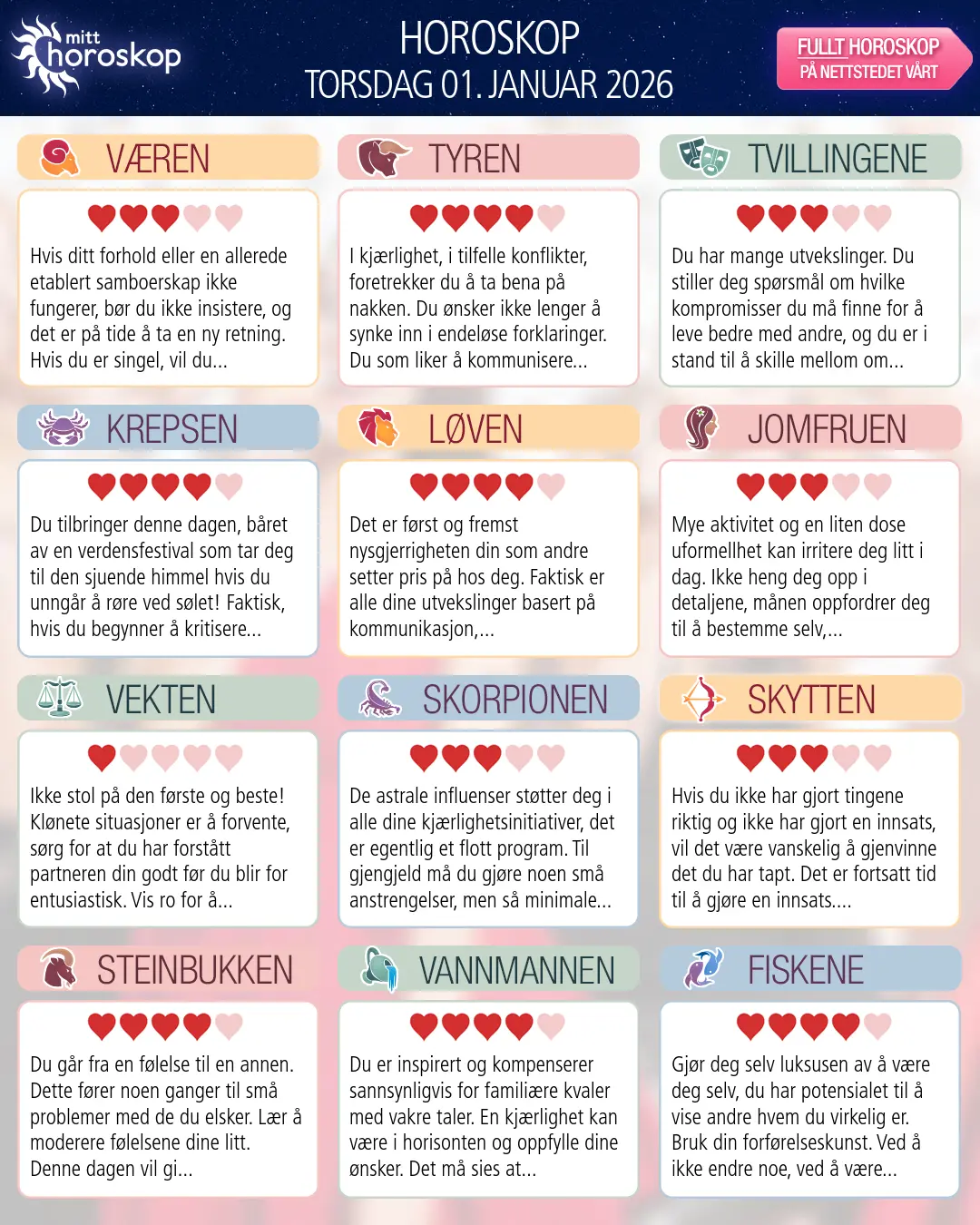 Jomfruen: ditt horoskop for i morgen, 2. januar 2026