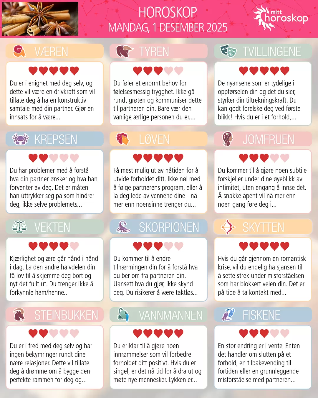 Jomfruen: ditt horoskop for 3. desember 2025
