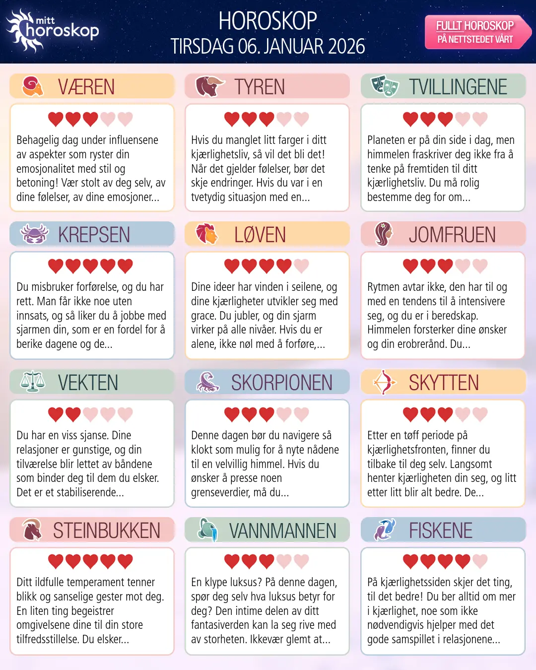 Vannmannen: ditt horoskop for 7. januar 2026