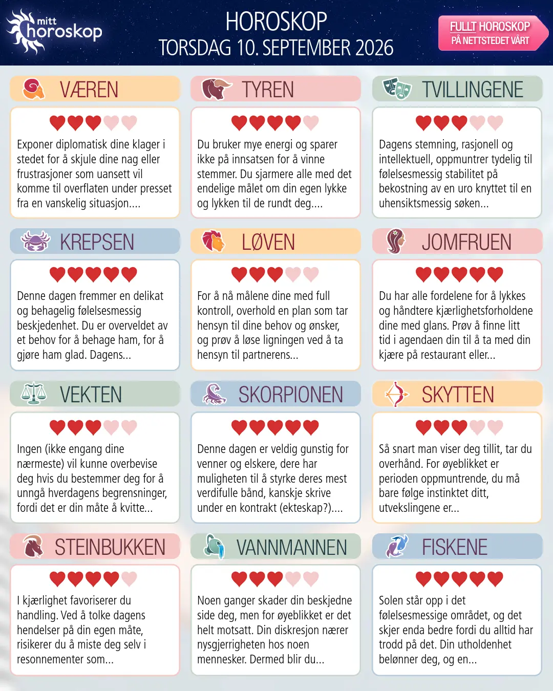 Tvillingene: ditt horoskop for i morgen, 11. september 2026