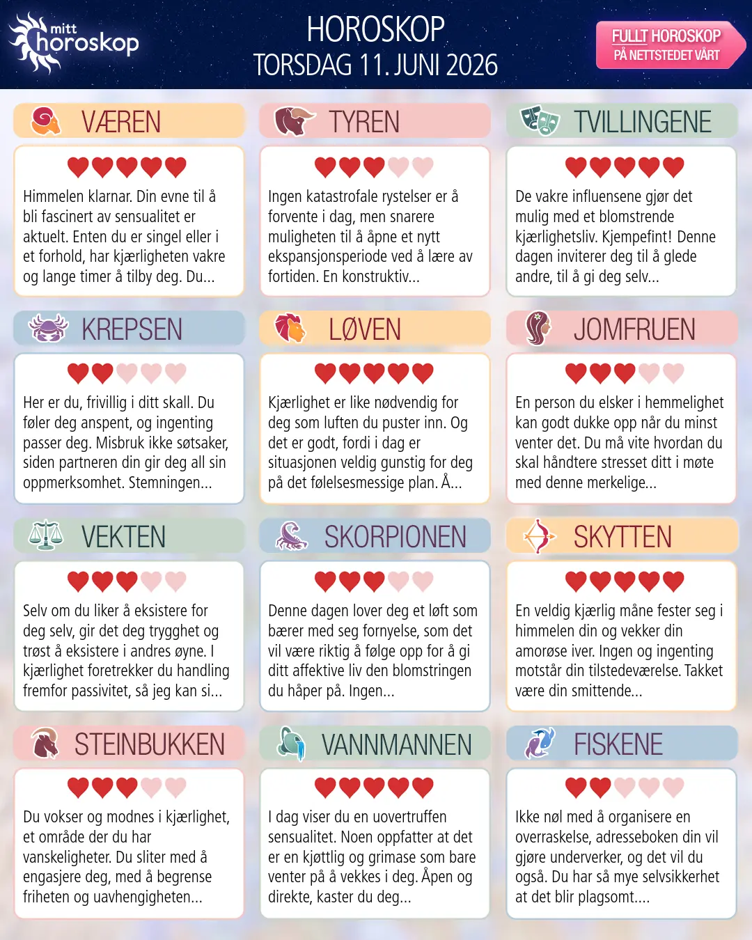 Løven: ditt horoskop for i morgen, 11. juni 2026