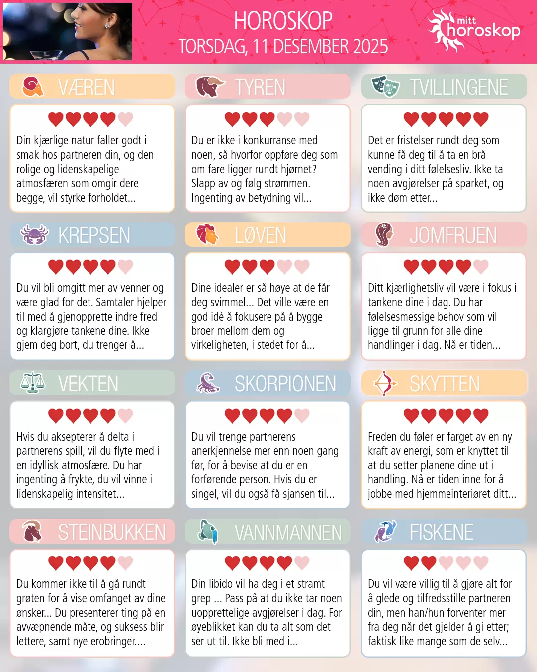 Løven: ditt horoskop for 13. desember 2025