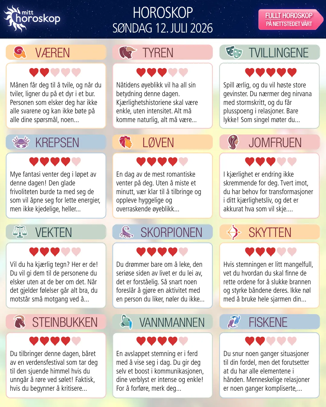 Steinbukken: ditt horoskop for 14. juli 2026