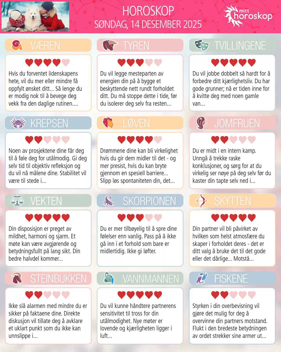 Dagens horoskop for for Tvillingene, 14 desember 2025