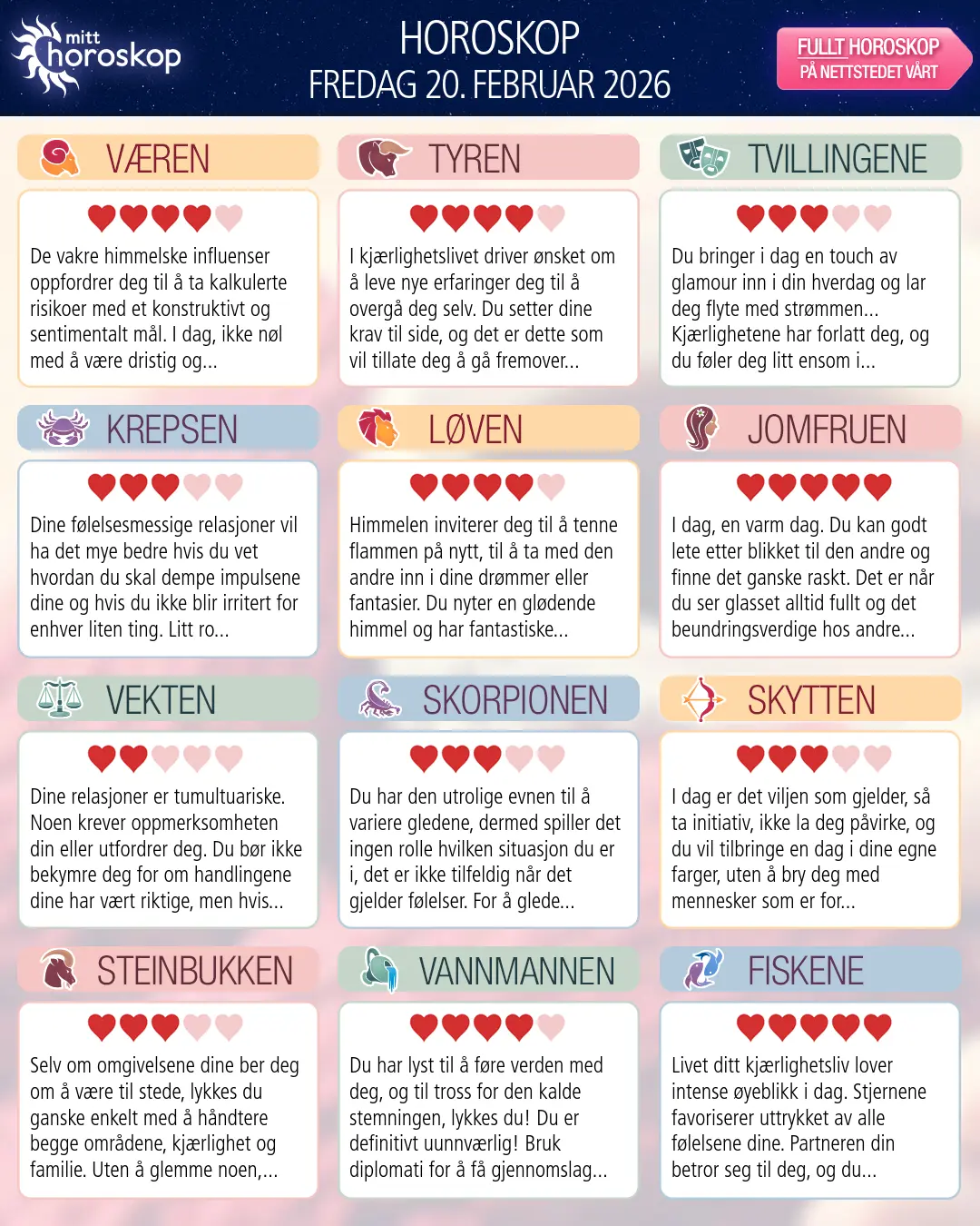 Løven: ditt horoskop for 22. februar 2026