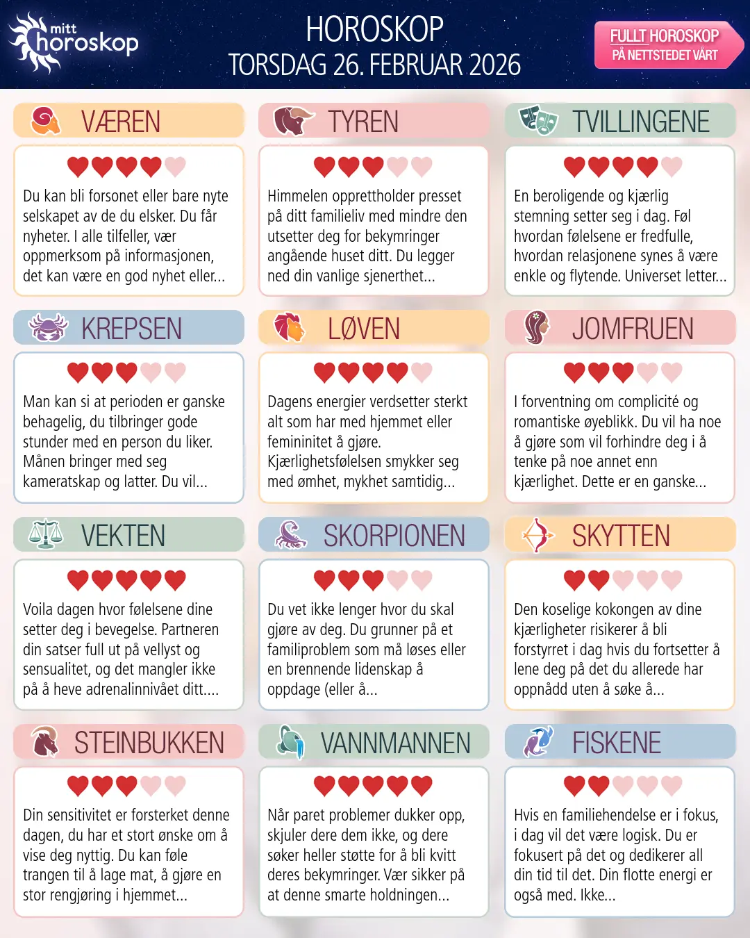 Jomfruen: ditt horoskop for i morgen, 27. februar 2026