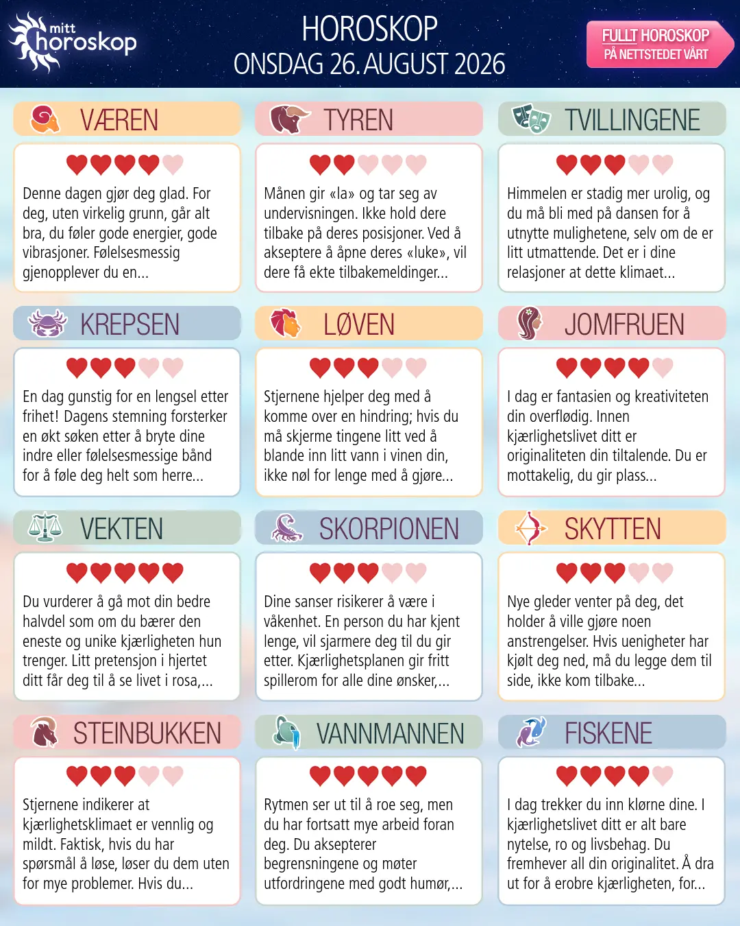 Vekten: ditt horoskop for i morgen, 27. august 2026