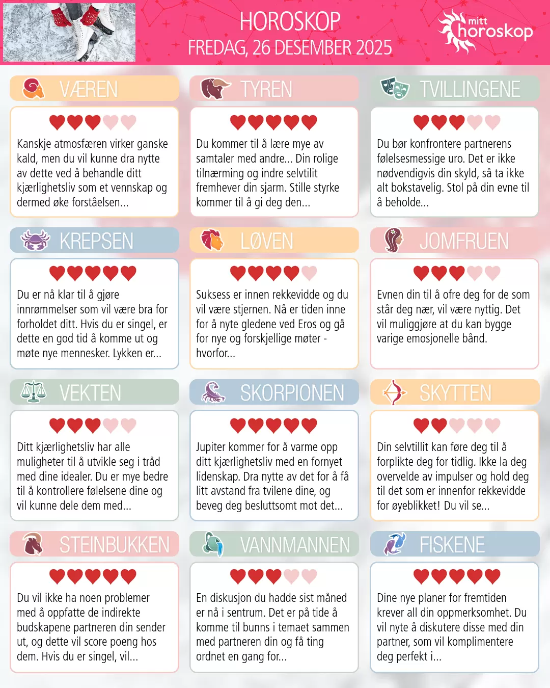 Vekten: ditt horoskop for i morgen, 27. desember 2025