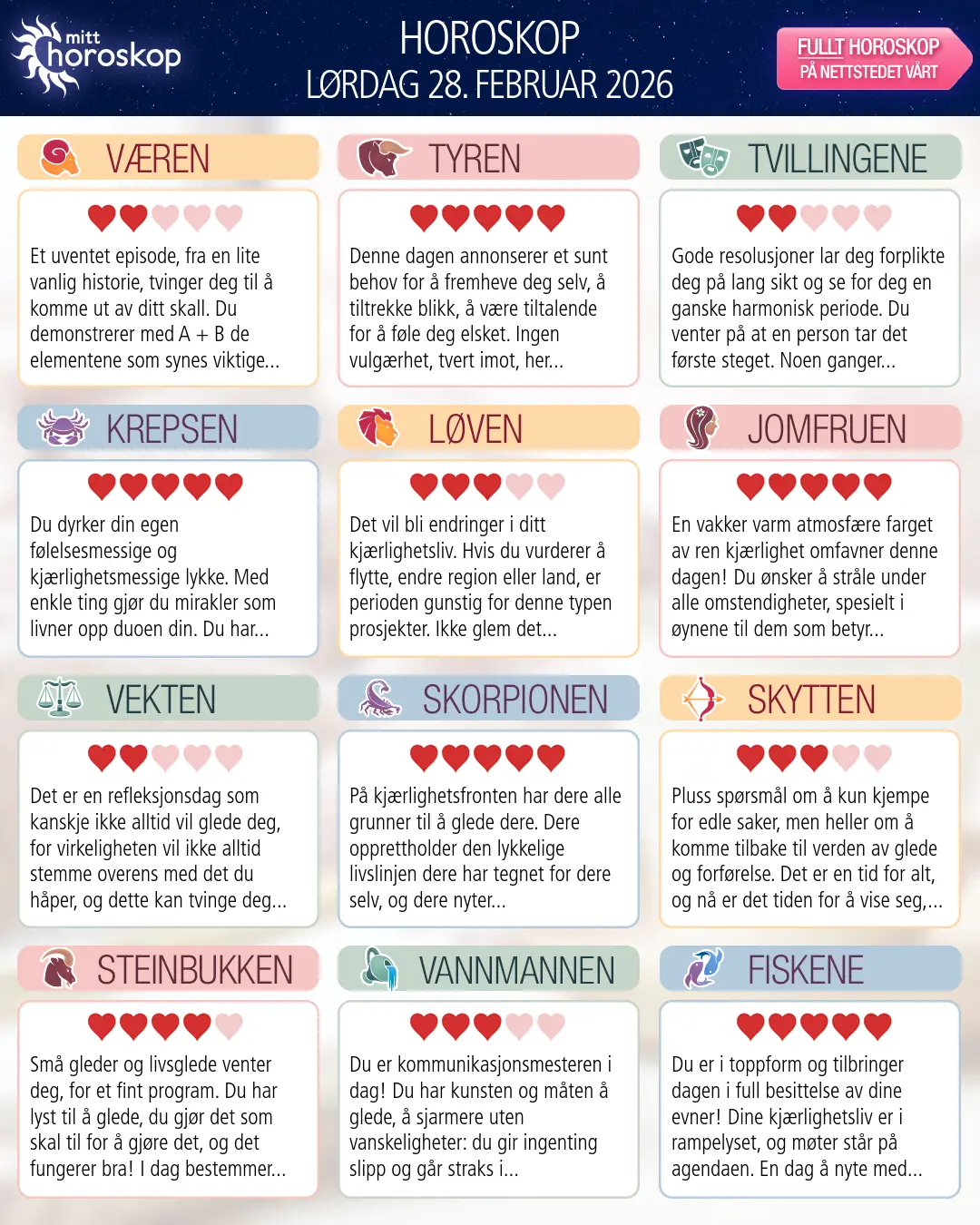 Steinbukken: ditt horoskop for i morgen, 28. februar 2026